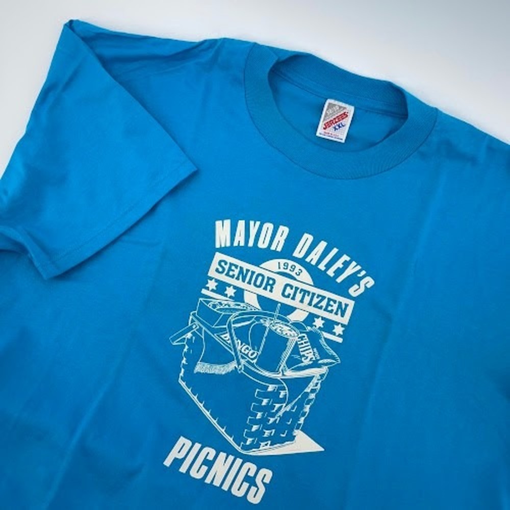 VTG Jerzees Tshirt  1993 Mens 2XL XXL Teal Funny Themed Picnic Ironic‎ shirt
